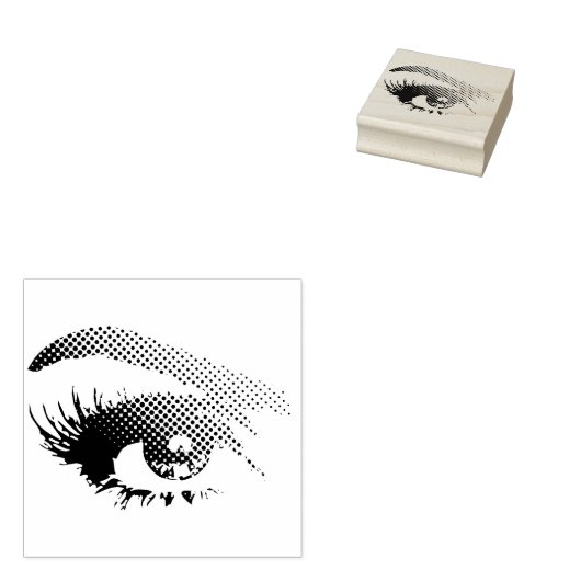  oog van de vrouw in Halftone Stippen - rechts Rubberstempel (Gestempeld)