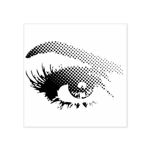oog van de vrouw in Halftone Stippen - rechts Rubberstempel (Afrduk)