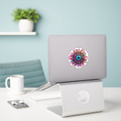 Oog van de Waarnemer Mandala - Sticker (Laptop op bureau)