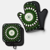 Oog van de Witte Magnolia Ovenwant & Pannenlap Set (Voorkant / Achterkant)