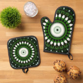 Oog van de Witte Magnolia Ovenwant & Pannenlap Set (Top down)