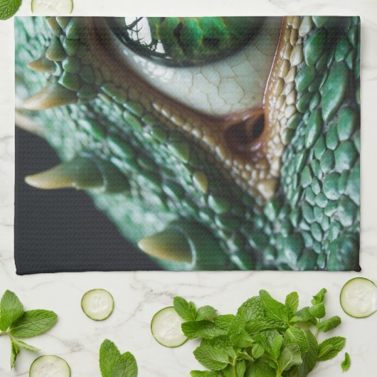 Oog van een Dragon Fantasy Art Theedoek (Gevouwen)