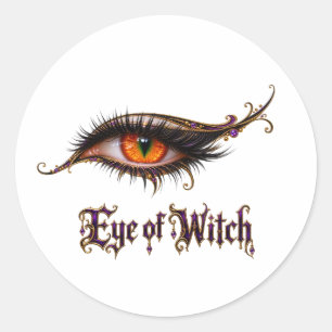 Oog van Heksen Oranje Glam Gotische Halloween Oogb Ronde Sticker