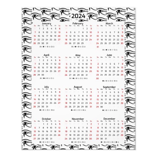 Oog van Horus Egyptisch patroon 2024 kalender Foto Afdruk (Voorkant)