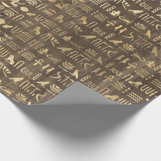 Oog van Horus Gold Egyptian Hieroglyphic Papyrus 1 Cadeaupapier (Hoek)