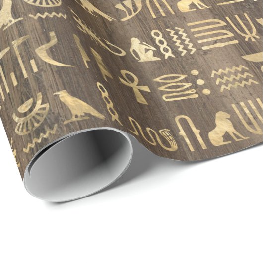 Oog van Horus Gold Egyptian Hieroglyphic Papyrus 1 Cadeaupapier (Rol Hoek)