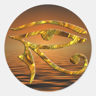 Oog van Horus - GOUD   zonsondergang Ronde Sticker