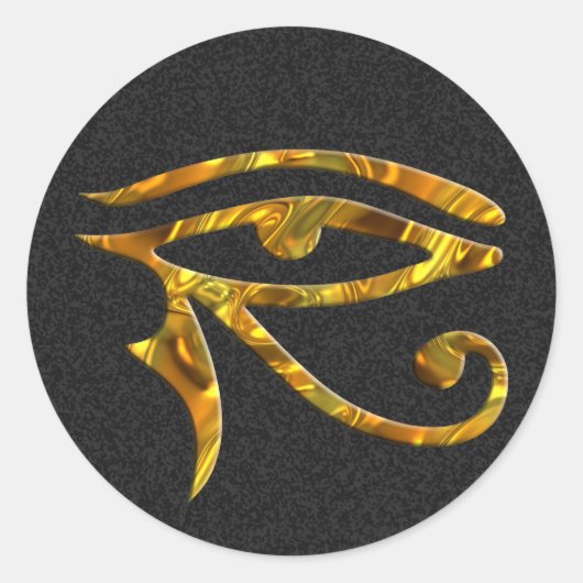 Oog van Horus - GOUD | Zwarte spatten Ronde Sticker (Voorkant)
