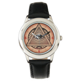 Oog van Horus Illuminati 666 Houtstijl Horloge