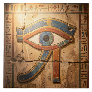 Oog van Horus met Egyptische hiërogliefen Spiritue Tegeltje