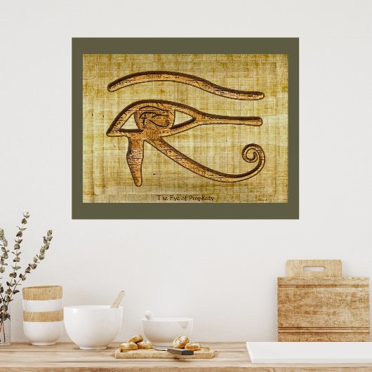 Oog van Horus op Papyrus-effect Egyptische kunst Poster (Keuken)