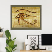 Oog van Horus op Papyrus-effect Egyptische kunst Poster (Thuiskantoor)