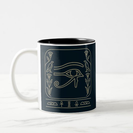 Oog van Horus Oud-Egyptisch Beschermingssymbool Tweekleurige Koffiemok (Links)