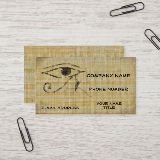 Oog van Horus - Papyrus Visitekaartje (Voorkant / Achterkant in situ)
