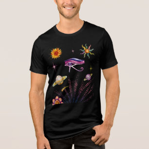 Oog van Horus Saturnus Hemelse Zon Boho Vintage Tri-Blend Shirt