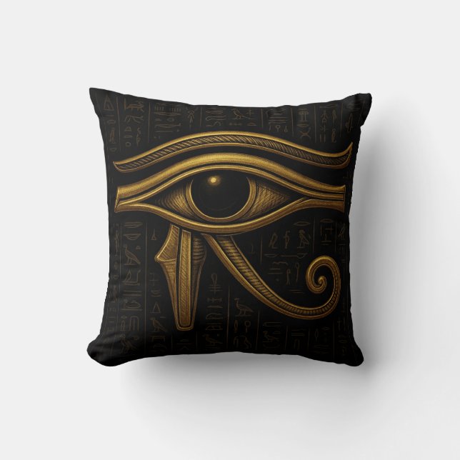Oog van Horus Sierkussen - Egyptisch Gouden Symboo (Voorkant)