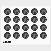 Oog van Horus - ZILVER | Zwarte spatten Ronde Sticker (Vel)