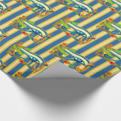 Oog van paarden op goud en lapis lazuli strepen cadeaupapier (Hoek)