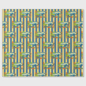 Oog van paarden op goud en lapis lazuli strepen cadeaupapier (Vlak)