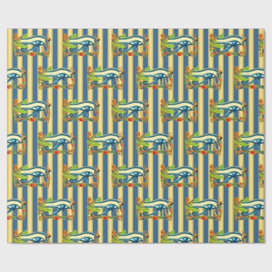 Oog van paarden op goud en lapis lazuli strepen cadeaupapier (Vlak)