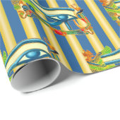 Oog van paarden op goud en lapis lazuli strepen cadeaupapier (Rol Hoek)