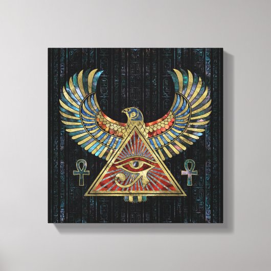 Oog van paarden - Wadjet Gemstone and Gold Canvas Afdruk (Voorkant)