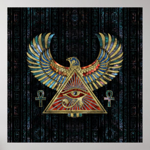 Oog van paarden - Wadjet Gemstone and Gold Poster