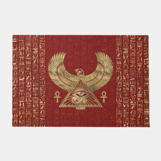 Oog van paarden - Wadjet Gold op rood leder Deurmat (Voorkant)