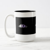 Oog van Paars Cute Cool Eyeball Design Tweekleurige Koffiemok (Links)