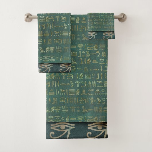 Oog van Ra Egyptian Hieroglyphs Chic Bad Handdoek (Insitu)