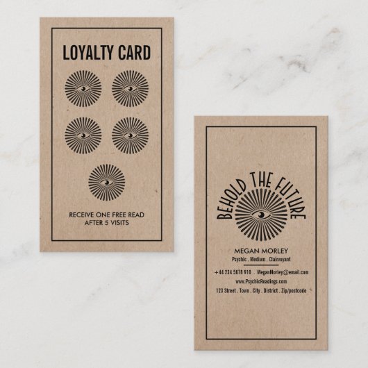 Oog van voorzienigheid, psychische leesloyaliteit visitekaartje (Voorkant / Achterkant)