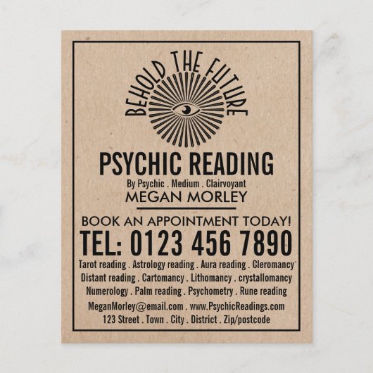 Oog van Voorzienigheid, Psychische Lezing Adverter Flyer (Voorkant)