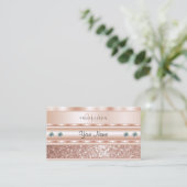 Oog Vangbaar Roos Goud Glitter Monogram Visitekaartje (Staand voorkant)