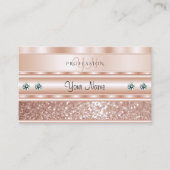 Oog Vangbaar Roos Goud Glitter Monogram Visitekaartje (Voorkant)