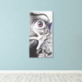 Oog vis en hand Droom Surrealistische tekenkunst Canvas Afdruk (Insitu (Houten vloer))