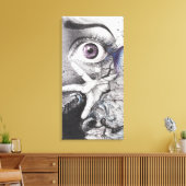 Oog vis en hand Droom Surrealistische tekenkunst Canvas Afdruk (Insitu (Woonkamer))