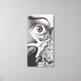 Oog vis en hand Droom Surrealistische tekenkunst Canvas Afdruk