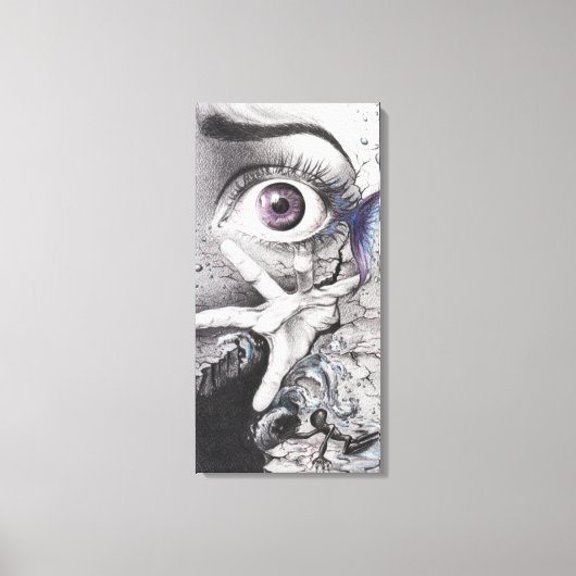 Oog vis en hand Droom Surrealistische tekenkunst Canvas Afdruk (Voorkant)