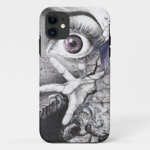 Oog vis en hand Surrealistisch potlood tekenkunst Case-Mate iPhone Case