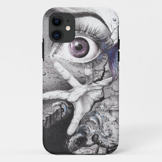 Oog vis en hand Surrealistisch potlood tekenkunst Case-Mate iPhone Case (Achterkant)