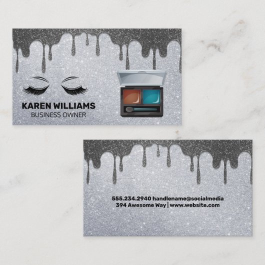 Oog Wimper Glitter | Make-up Kit | Glitter Drip Visitekaartje (Voorkant / Achterkant)