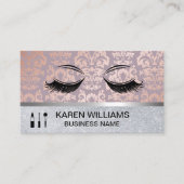 Oog Wimpers Roze Goud Damast Patroon | Glitter Visitekaartje (Voorkant)