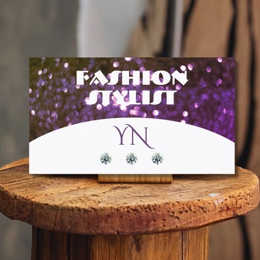 Oog Witte Paars sparkle Glitter Monogram Visitekaartje