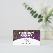 Oog Witte Paars sparkle Glitter Monogram Visitekaartje (Staand voorkant)