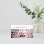 Oog witte roze mousserende glitter toevoegen Logo Visitekaartje (Staand voorkant)