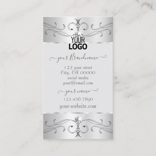 Oog Zilvergrijze  Ornamenten toevoegen Logo Visitekaartje (Achterkant)