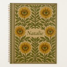 Oog Zonnebloem Vintage Bloemige Aangepaste Naam Pl