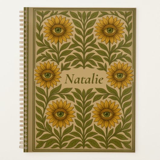 Oog Zonnebloem Vintage Bloemige Aangepaste Naam Pl Planner (Voorkant)