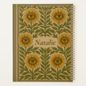 Oog Zonnebloem Vintage Bloemige Aangepaste Naam Pl Planner (Achterkant)