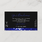 Oog zwarte blauwe mousserende glittermonogram visitekaartje (Achterkant)